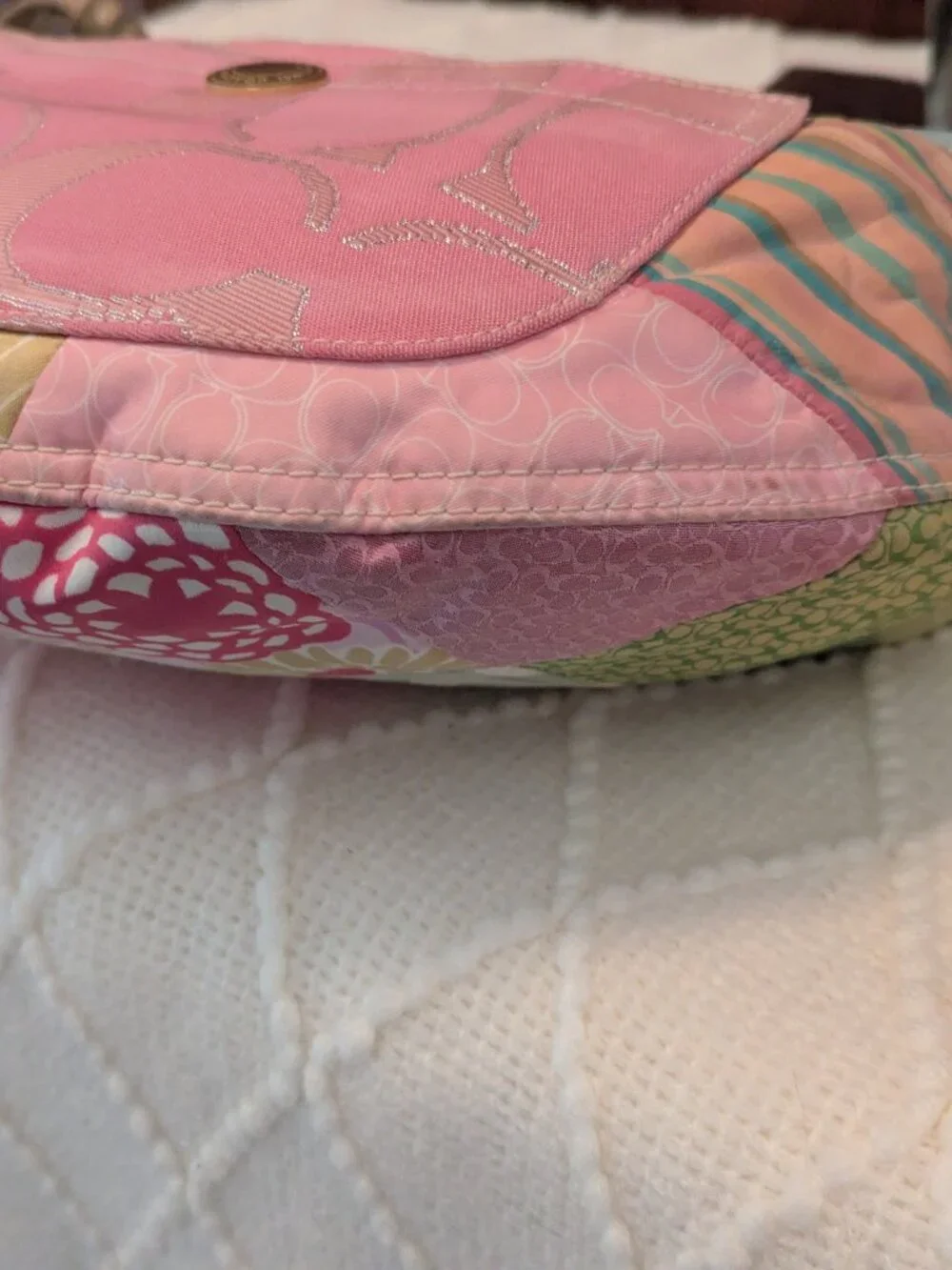 Coach Pastel Spring Patchwork Hamptons Hobo #374